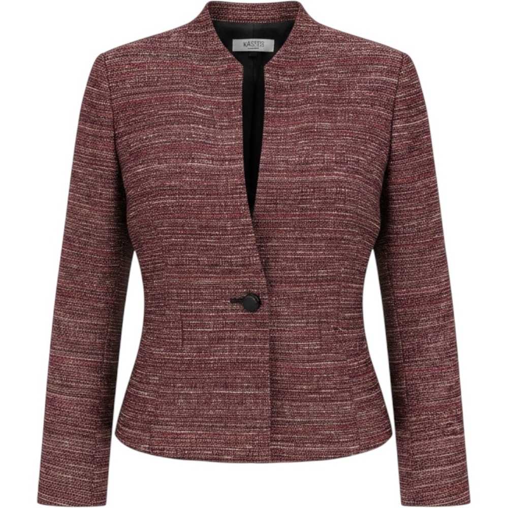 Kasper Separates Tweed Blazer Women No Size Burgundy Good Mandarin Collar 3441